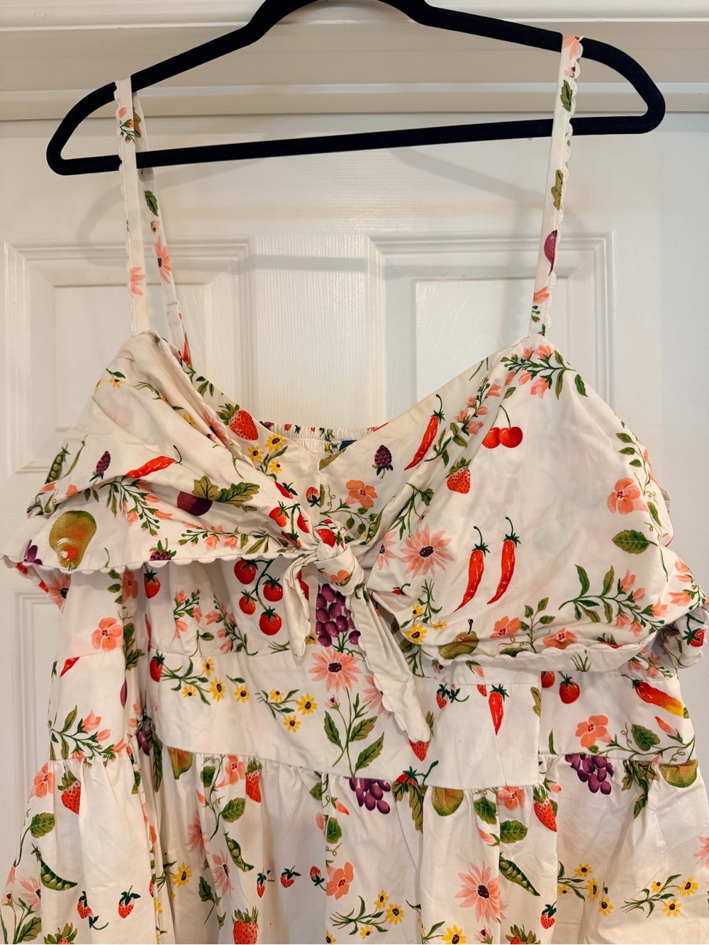 Old Navy White Floral & Fruit Tie-Front Midi Dress